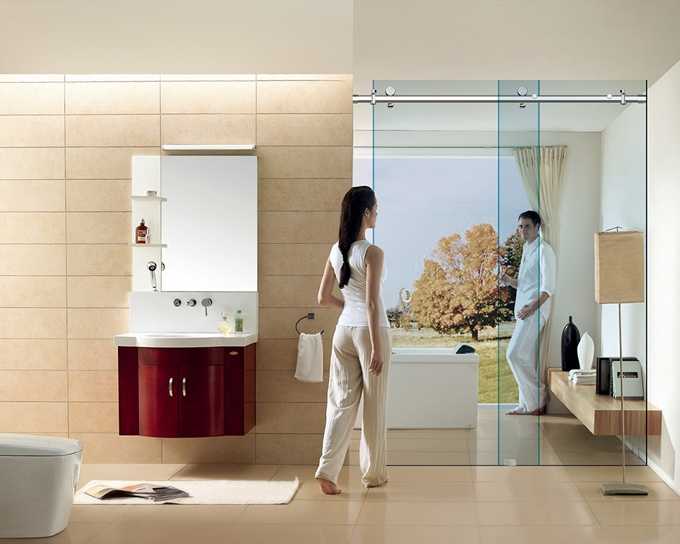Những mẫu vách kính tắm phổ biến 4 Vách tắm kính 1 cánh lùa ray inox
