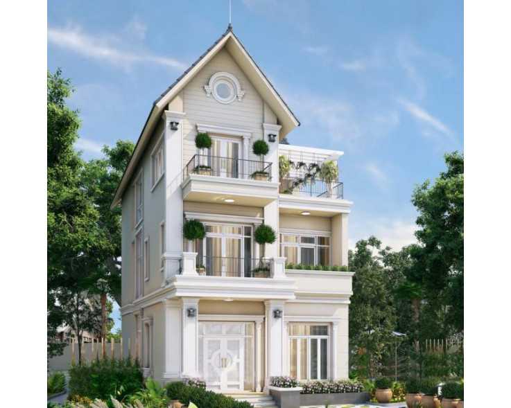 Ngắm nhìn 30 mẫu nhà biệt thự đẹp với cửa nhôm kính 5 Mẫu biệt thự 3 tầng kiểu pháp thiết kế với của nhôm kính màu trắng