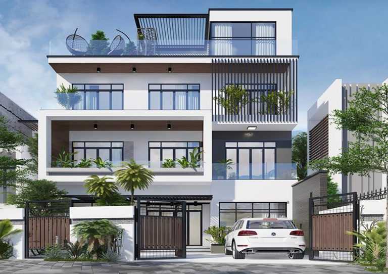 Ngắm nhìn 30 mẫu nhà biệt thự đẹp với cửa nhôm kính 21 Mẫu Biệt thự 4 tầng hiện đại