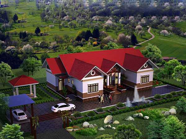 45 Mẫu biệt thự nhà vườn đẹp với xu hướng của nhôm kính hiện đại 18 Biệt thự đẹp với mái ngoái đỏ. Thiết kế bên trong 5 phòng ngủ