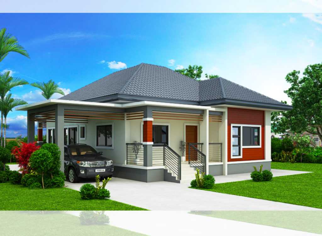Nhà cấp 4 đẹp hiện đại với xu hướng cửa nhôm kính hứa hen gây sốt năm 2020 1 Mẫu nhà cấp 4 với mái thái đen xám