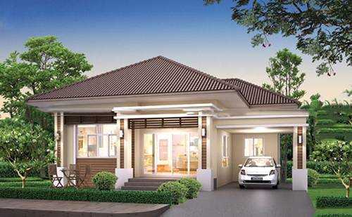 Nhà cấp 4 đẹp hiện đại với xu hướng cửa nhôm kính hứa hen gây sốt năm 2020 8 Nhà cấp 4 thiết kế có mái hiên để ô tô
